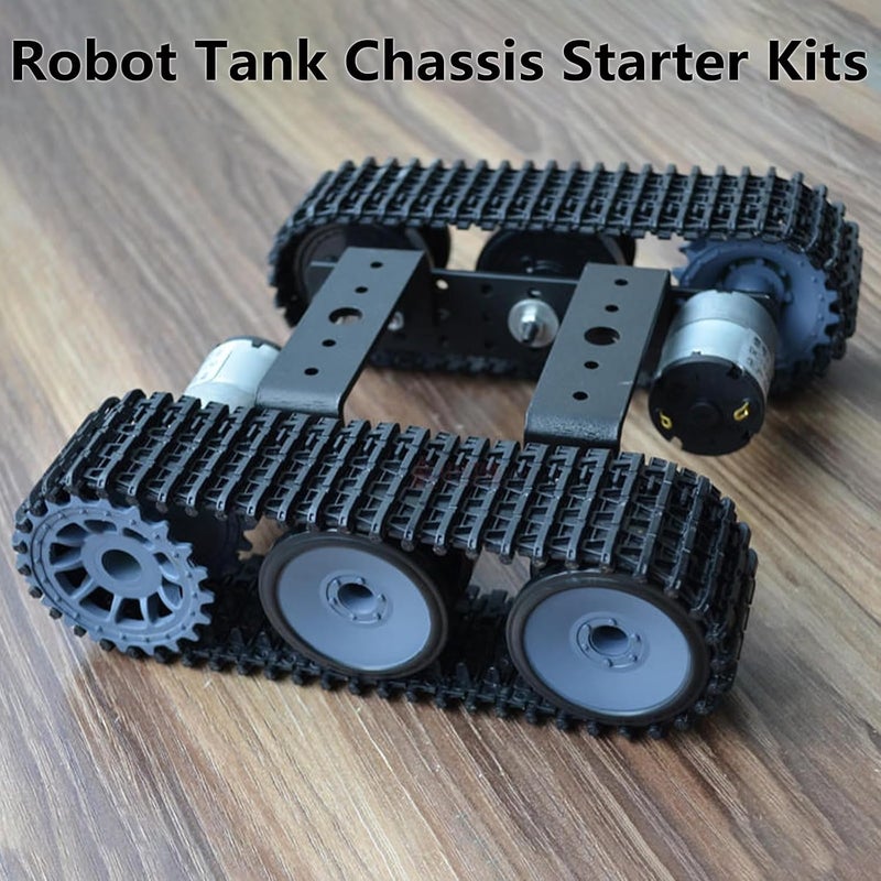 SmaringWing Premium Robot Tracked Car Chassis Starter Kits, MiniTP100 Metal Smart Tank Robot Chassis Control Learning Kit with 2pcs Tracks for Arduino RaspberryPie MicroBit DIY Science Education Experiment, Black - Image 5